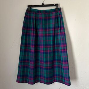 Vintage Pendleton Plaid Wool Midi Skirt USA Made Tartan A Line Preppy Size 10